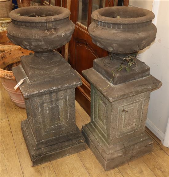 A pair of garden urns in Austin and Seeley style H.96cm